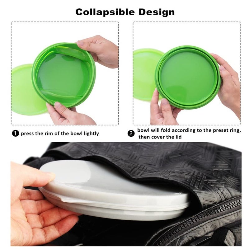 IYYI Silicone Collapsible Bowl with Lid 800ML Folding Travel Bowl for Camping, Hiking, Heat Resistant ME.FAM Expandable Bowl (Gray) - Image 5